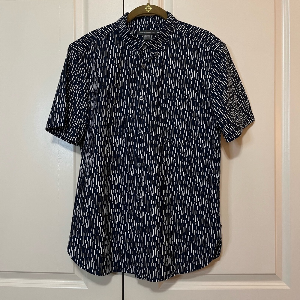 French Connection Navy and White Casual Shirt